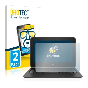 Vorderseite einer Produktverpackung mit dem Markenlogo BROTECT. Daneben ist das Gerät HP ProBook x360 11 G3 mit dem zugehörige