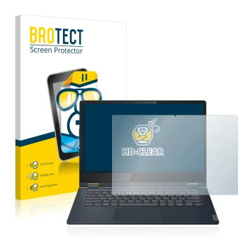 Vorderseite einer Produktverpackung mit dem Markenlogo BROTECT. Daneben ist das Gerät Lenovo IdeaPad C340 14