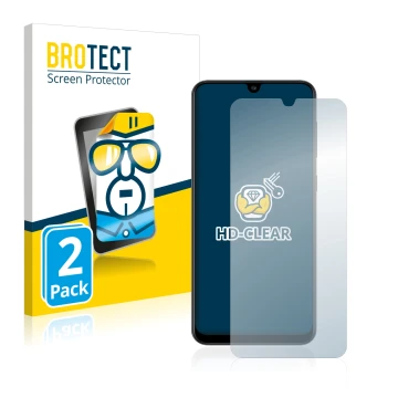 Vorderseite einer Produktverpackung mit dem Markenlogo BROTECT. Daneben ist das Gerät Samsung Galaxy A30s mit dem zugehörigen 