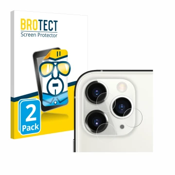 Vorderseite einer Produktverpackung mit dem Markenlogo BROTECT. Daneben ist das Gerät Apple iPhone 11 Pro (NUR Kameraschutz) m
