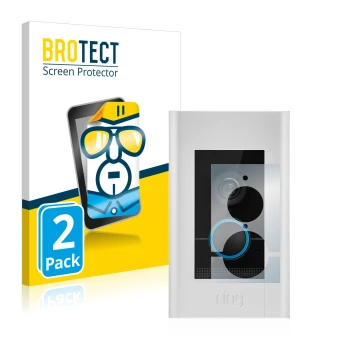 Vorderseite einer Produktverpackung mit dem Markenlogo BROTECT. Daneben ist das Gerät Ring Video Doorbell Elite mit dem zugehö