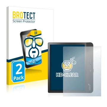 Vorderseite einer Produktverpackung mit dem Markenlogo BROTECT. Daneben ist das Gerät Tolino Epos 2 mit dem zugehörigen Displa