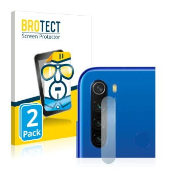 Vorderseite einer Produktverpackung mit dem Markenlogo BROTECT. Daneben ist das Gerät Xiaomi Redmi Note 8T (NUR Kameraschutz) 