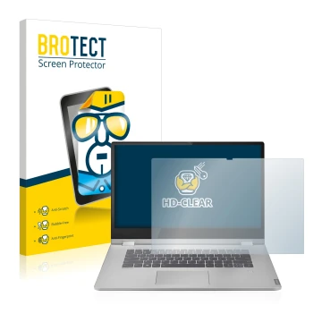 Vorderseite einer Produktverpackung mit dem Markenlogo BROTECT. Daneben ist das Gerät Lenovo IdeaPad C340 15