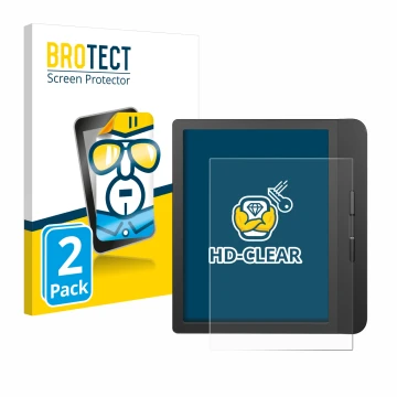 Vorderseite einer Produktverpackung mit dem Markenlogo BROTECT. Daneben ist das Gerät Tolino Vision 5 mit dem zugehörigen Disp