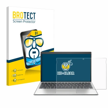 Vorderseite einer Produktverpackung mit dem Markenlogo BROTECT. Daneben ist das Gerät HP Elite x2 G4 mit dem zugehörigen Displ