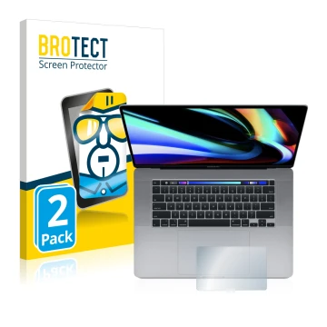 Vorderseite einer Produktverpackung mit dem Markenlogo BROTECT. Daneben ist das Gerät Apple MacBook Pro 16