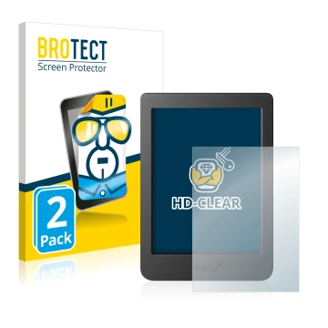 Vorderseite einer Produktverpackung mit dem Markenlogo BROTECT. Daneben ist das Gerät Tolino Page 2 mit dem zugehörigen Displa