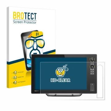 Vorderseite einer Produktverpackung mit dem Markenlogo BROTECT. Daneben ist das Gerät Humminbird Solix 12 mit dem zugehörigen 