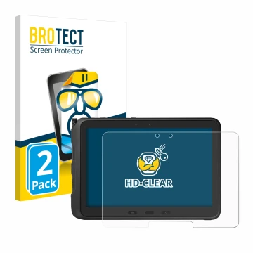 Vorderseite einer Produktverpackung mit dem Markenlogo BROTECT. Daneben ist das Gerät Samsung Galaxy Tab Active Pro mit dem zu