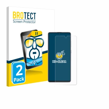 Vorderseite einer Produktverpackung mit dem Markenlogo BROTECT. Daneben ist das Gerät Samsung Galaxy Note 10 Lite mit dem zuge