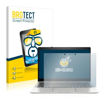 Vorderseite einer Produktverpackung mit dem Markenlogo BROTECT. Daneben ist das Gerät HP Elitebook x360 1040 G6 mit dem zugehö