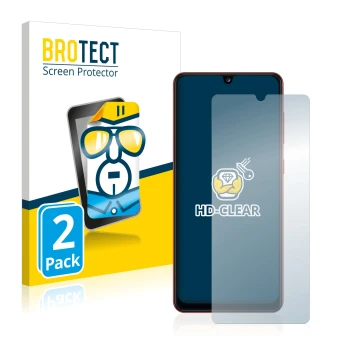 Vorderseite einer Produktverpackung mit dem Markenlogo BROTECT. Daneben ist das Gerät Samsung Galaxy A31 mit dem zugehörigen D