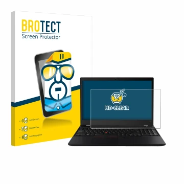 Vorderseite einer Produktverpackung mit dem Markenlogo BROTECT. Daneben ist das Gerät Lenovo ThinkPad T590 Non-Touch mit dem z