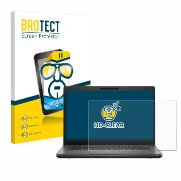 Vorderseite einer Produktverpackung mit dem Markenlogo BROTECT. Daneben ist das Gerät Dell Latitude 5400 mit dem zugehörigen D