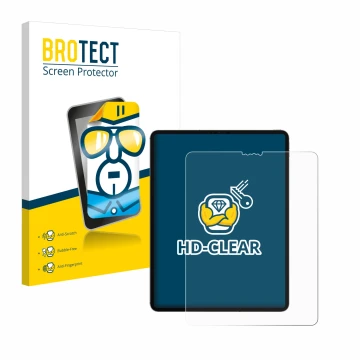 Vorderseite einer Produktverpackung mit dem Markenlogo BROTECT. Daneben ist das Gerät Apple iPad 12.9