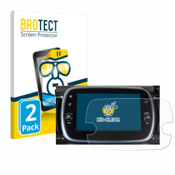 Vorderseite einer Produktverpackung mit dem Markenlogo BROTECT. Daneben ist das Gerät Fiat 595 Abarth Uconnect 7