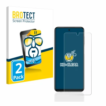 Vorderseite einer Produktverpackung mit dem Markenlogo BROTECT. Daneben ist das Gerät Xiaomi Redmi Note 9S mit dem zugehörigen