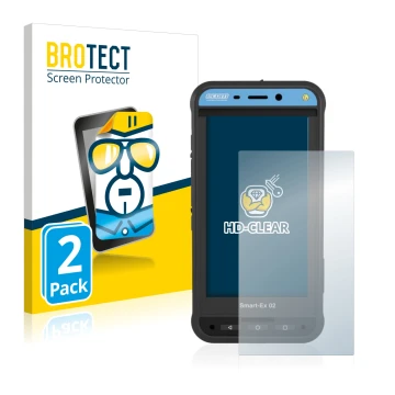 Vorderseite einer Produktverpackung mit dem Markenlogo BROTECT. Daneben ist das Gerät Ecom Smart-Ex 02 DZ1 mit dem zugehörigen