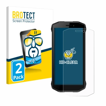 Vorderseite einer Produktverpackung mit dem Markenlogo BROTECT. Daneben ist das Gerät Evolveo Strongphone G5 mit dem zugehörig