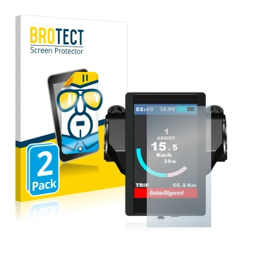 Vorderseite einer Produktverpackung mit dem Markenlogo BROTECT. Daneben ist das Gerät Bafang 850c mit dem zugehörigen Displays