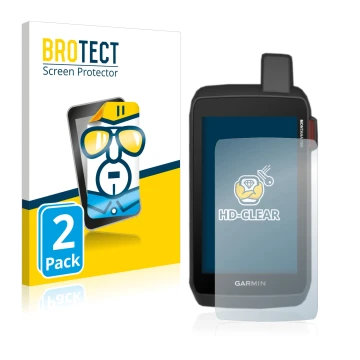 Vorderseite einer Produktverpackung mit dem Markenlogo BROTECT. Daneben ist das Gerät Garmin Montana 700i mit dem zugehörigen 