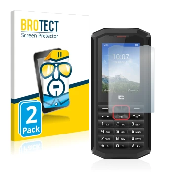 Vorderseite einer Produktverpackung mit dem Markenlogo BROTECT. Daneben ist das Gerät Crosscall Spider X5 mit dem zugehörigen 