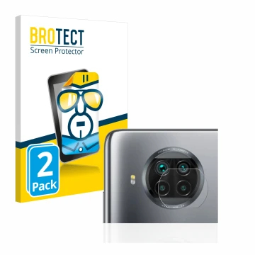 Vorderseite einer Produktverpackung mit dem Markenlogo BROTECT. Daneben ist das Gerät Xiaomi Mi 10T Lite (NUR Kameraschutz) mi
