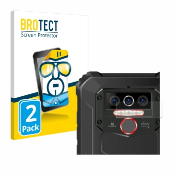 Vorderseite einer Produktverpackung mit dem Markenlogo BROTECT. Daneben ist das Gerät Oukitel WP5 (NUR Kameraschutz) mit dem z