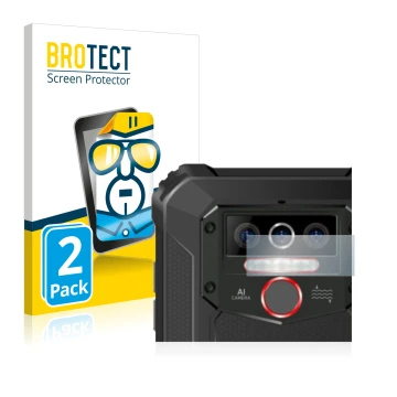 Vorderseite einer Produktverpackung mit dem Markenlogo BROTECT. Daneben ist das Gerät Oukitel WP5 Pro (NUR Kameraschutz) mit d