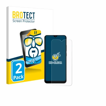 Vorderseite einer Produktverpackung mit dem Markenlogo BROTECT. Daneben ist das Gerät Samsung Galaxy A02s mit dem zugehörigen 
