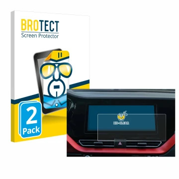 Vorderseite einer Produktverpackung mit dem Markenlogo BROTECT. Daneben ist das Gerät Kia E-Niro 2020 Infotainment System mit 