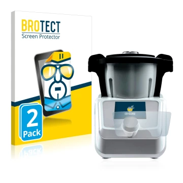 Vorderseite einer Produktverpackung mit dem Markenlogo BROTECT. Daneben ist das Gerät SilverCrest Mini Monsieur Cuisine Connec