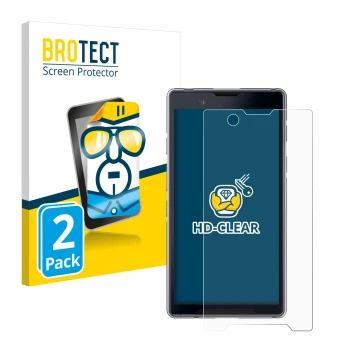 Vorderseite einer Produktverpackung mit dem Markenlogo BROTECT. Daneben ist das Gerät Bittium Tough Mobile 2 mit dem zugehörig