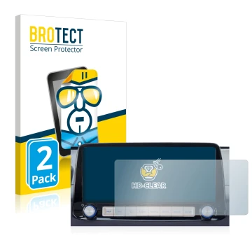 Vorderseite einer Produktverpackung mit dem Markenlogo BROTECT. Daneben ist das Gerät Hyundai Kona 2020 Infotainment System 10