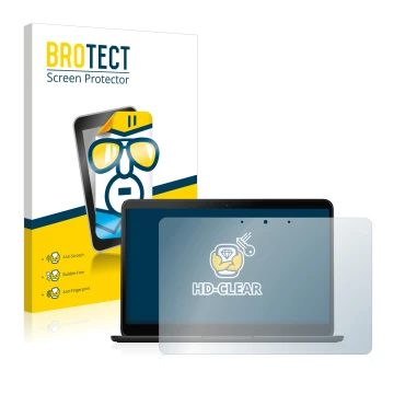 Vorderseite einer Produktverpackung mit dem Markenlogo BROTECT. Daneben ist das Gerät Google Pixelbook Go 13.3
