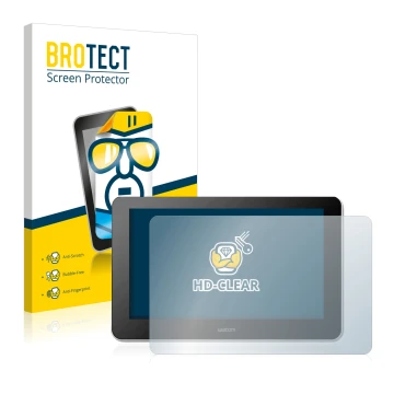 Vorderseite einer Produktverpackung mit dem Markenlogo BROTECT. Daneben ist das Gerät Wacom One Creative Pen Display mit dem z