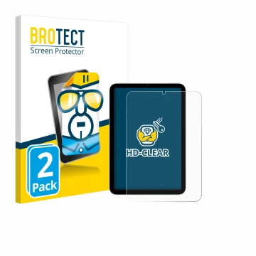 Vorderseite einer Produktverpackung mit dem Markenlogo BROTECT. Daneben ist das Gerät Apple iPad Mini 6 WiFi 2021 mit dem zuge