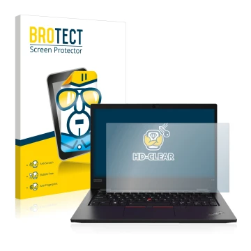 Vorderseite einer Produktverpackung mit dem Markenlogo BROTECT. Daneben ist das Gerät Lenovo ThinkPad L13 Gen 2 mit dem zugehö