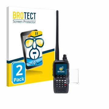 Vorderseite einer Produktverpackung mit dem Markenlogo BROTECT. Daneben ist das Gerät Yaesu FTA-550 mit dem zugehörigen Displa