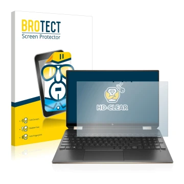 Vorderseite einer Produktverpackung mit dem Markenlogo BROTECT. Daneben ist das Gerät HP Spectre x360 (15-eb) (359.9 mm x 226.