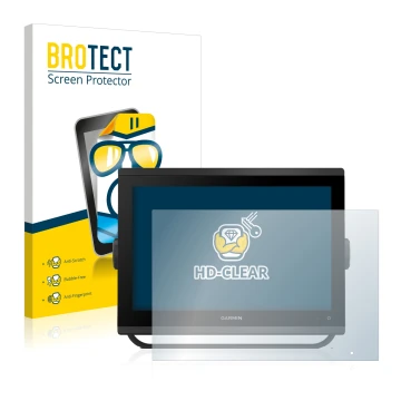 Vorderseite einer Produktverpackung mit dem Markenlogo BROTECT. Daneben ist das Gerät Garmin GPSMAP 1223 mit dem zugehörigen D