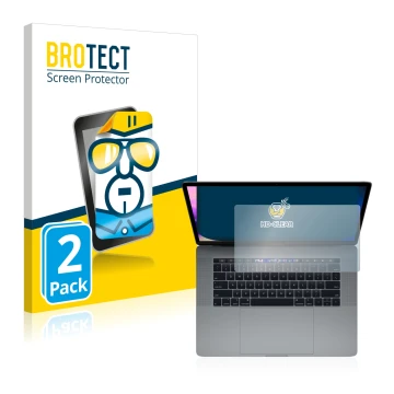 Vorderseite einer Produktverpackung mit dem Markenlogo BROTECT. Daneben ist das Gerät Apple MacBook Pro 15