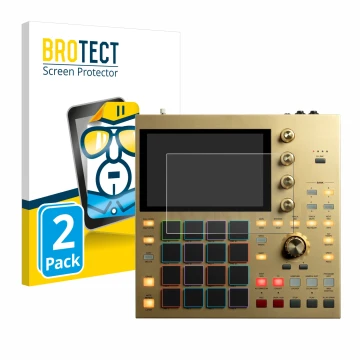 Vorderseite einer Produktverpackung mit dem Markenlogo BROTECT. Daneben ist das Gerät Akai MPC One mit dem zugehörigen Display