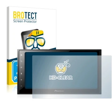 Vorderseite einer Produktverpackung mit dem Markenlogo BROTECT. Daneben ist das Gerät Pioneer SPH-DA250DAB mit dem zugehörigen