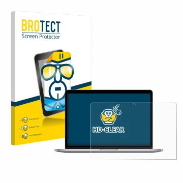 Vorderseite einer Produktverpackung mit dem Markenlogo BROTECT. Daneben ist das Gerät Apple MacBook Pro 13