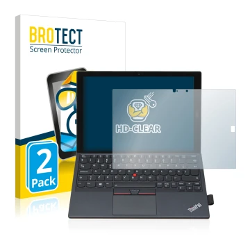 Vorderseite einer Produktverpackung mit dem Markenlogo BROTECT. Daneben ist das Gerät Lenovo ThinkPad X1 Tablet Gen 2 mit dem 