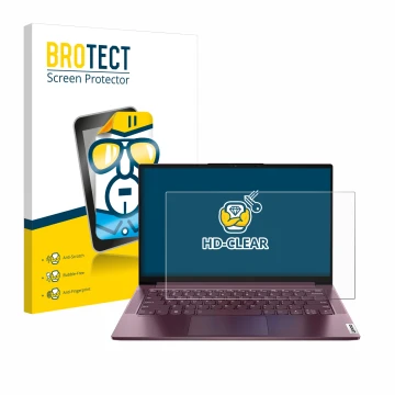 Vorderseite einer Produktverpackung mit dem Markenlogo BROTECT. Daneben ist das Gerät Lenovo Yoga Slim 7 14