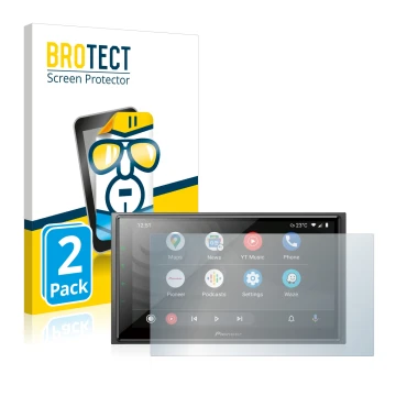 Vorderseite einer Produktverpackung mit dem Markenlogo BROTECT. Daneben ist das Gerät Pioneer SPH-EVO64DAB mit dem zugehörigen