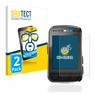 Vorderseite einer Produktverpackung mit dem Markenlogo BROTECT. Daneben ist das Gerät Wahoo Elemnt Bolt V2 GPS mit dem zugehör